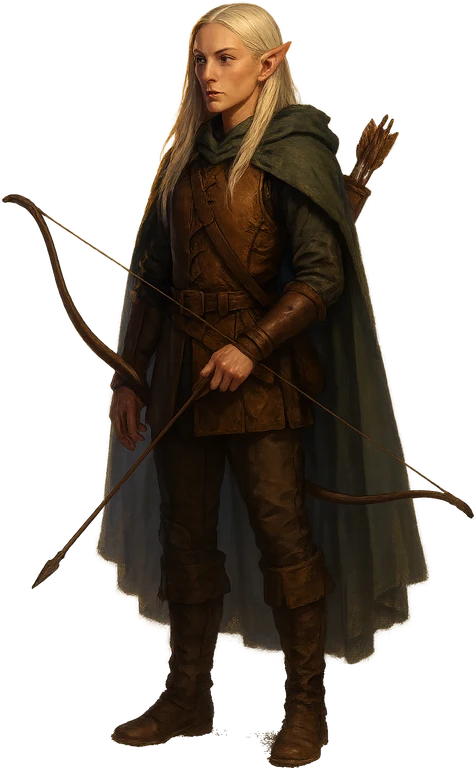 An elf archer in a green cloak